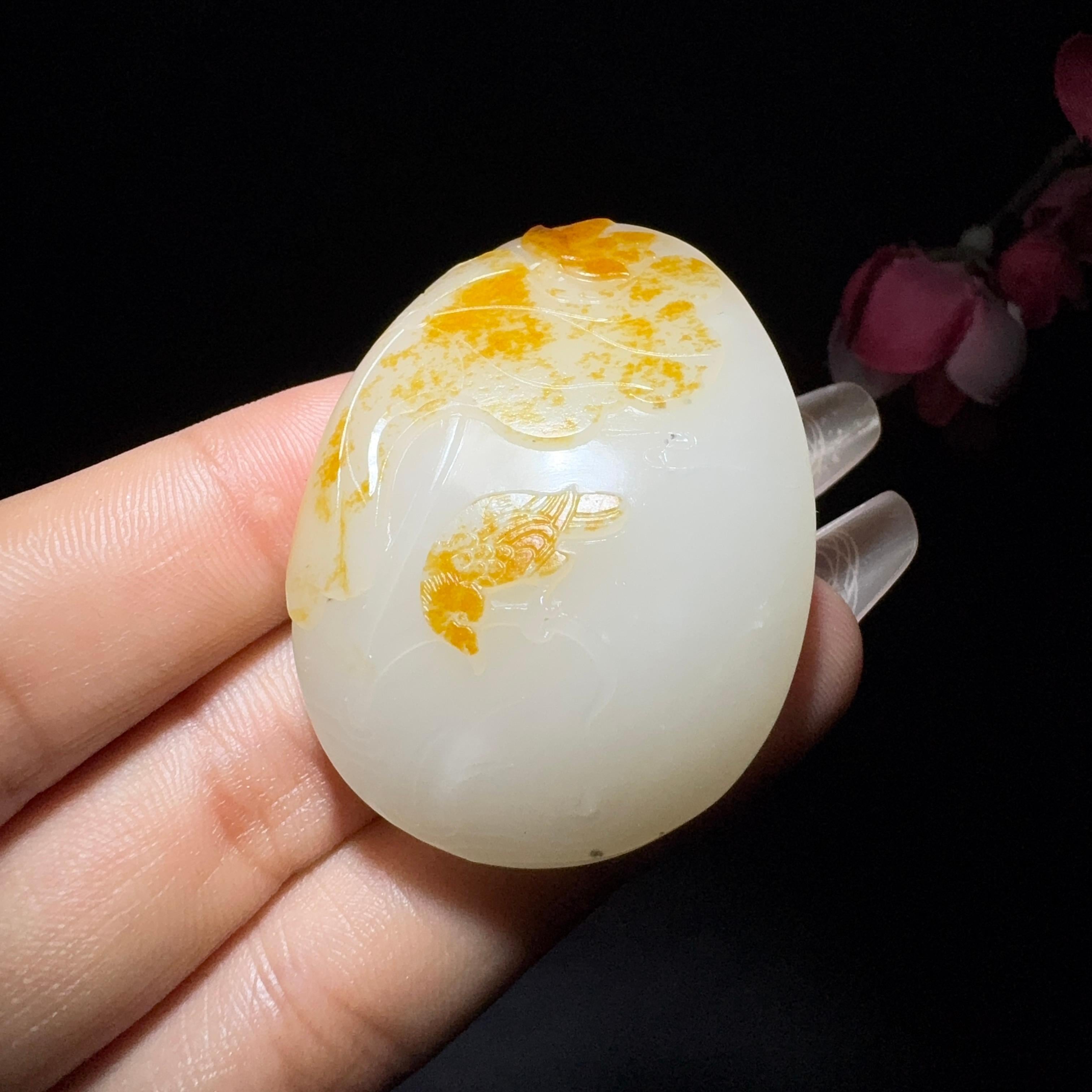 和田玉籽料挂件花开富贵（36.6g）