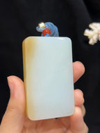 和田玉新疆且末料糖羊脂玉平安无事牌（64.0g）