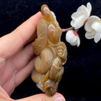 和田玉糖白【财福双收】手把件（177g）