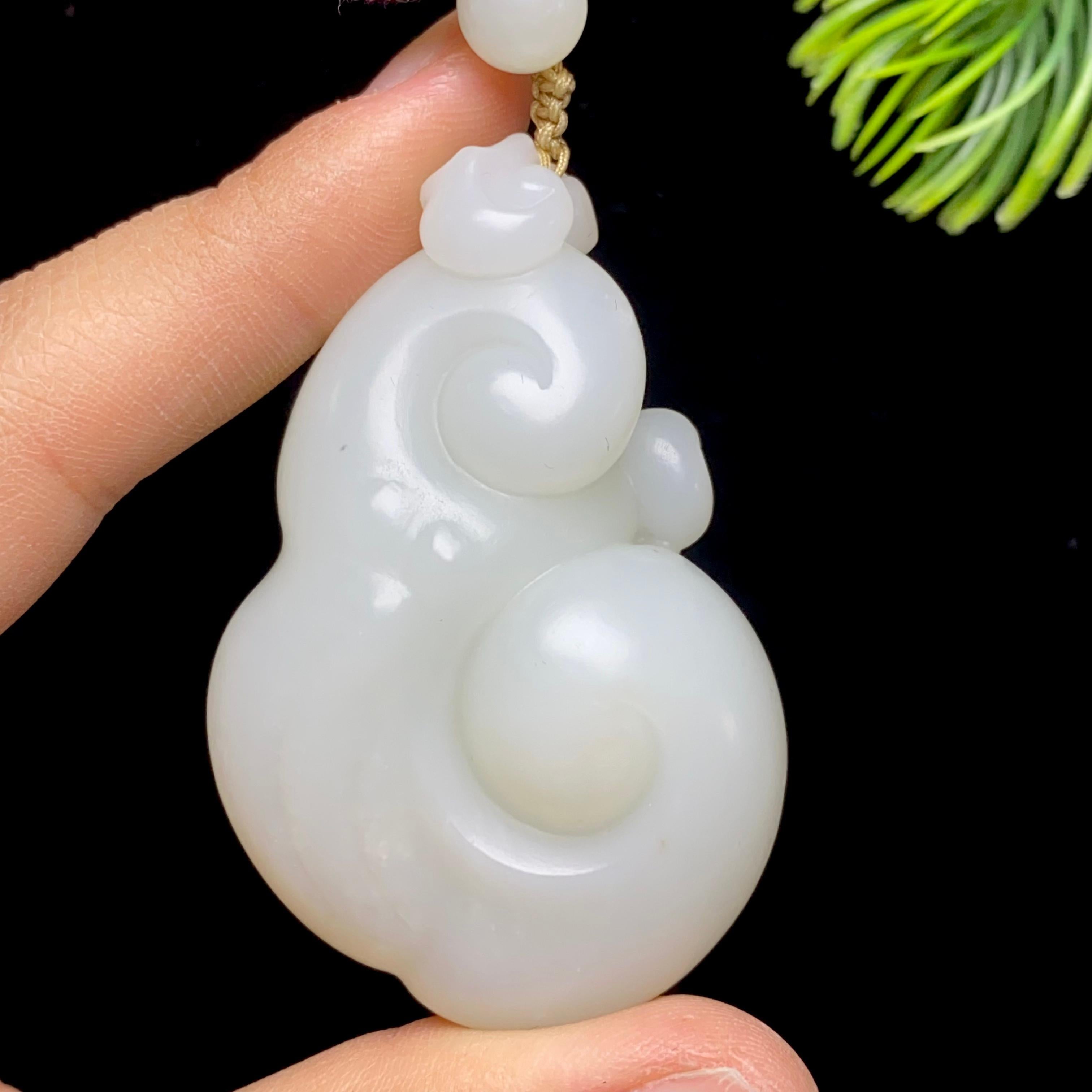 和田玉白玉如意挂件（50.2g）