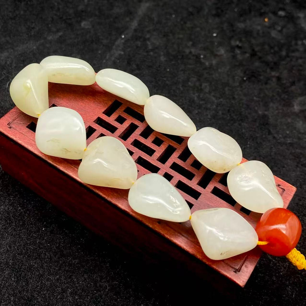 和田玉白玉籽料【精品手串】（56.6g）