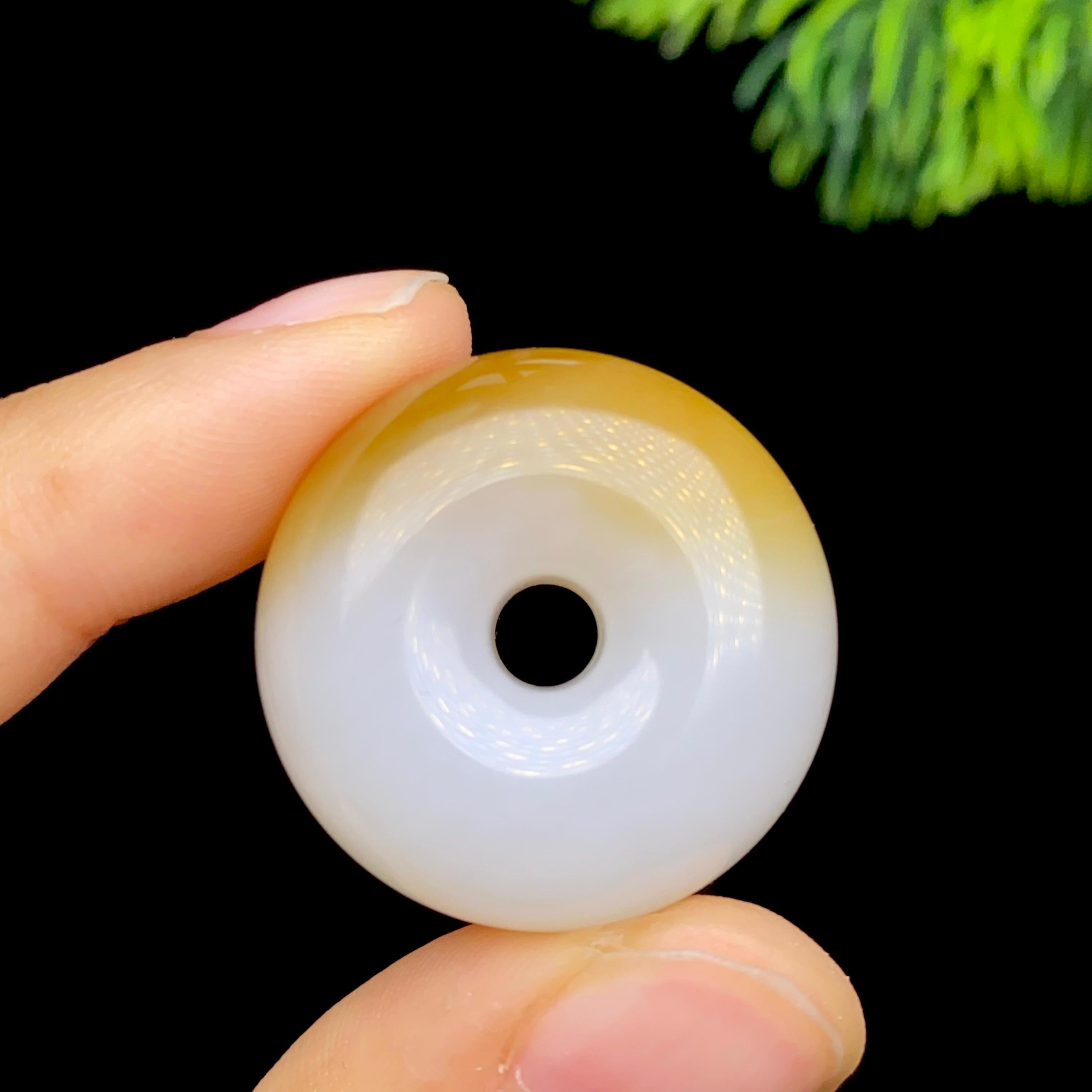 和田玉糖白平安扣12511260417（14.3g）