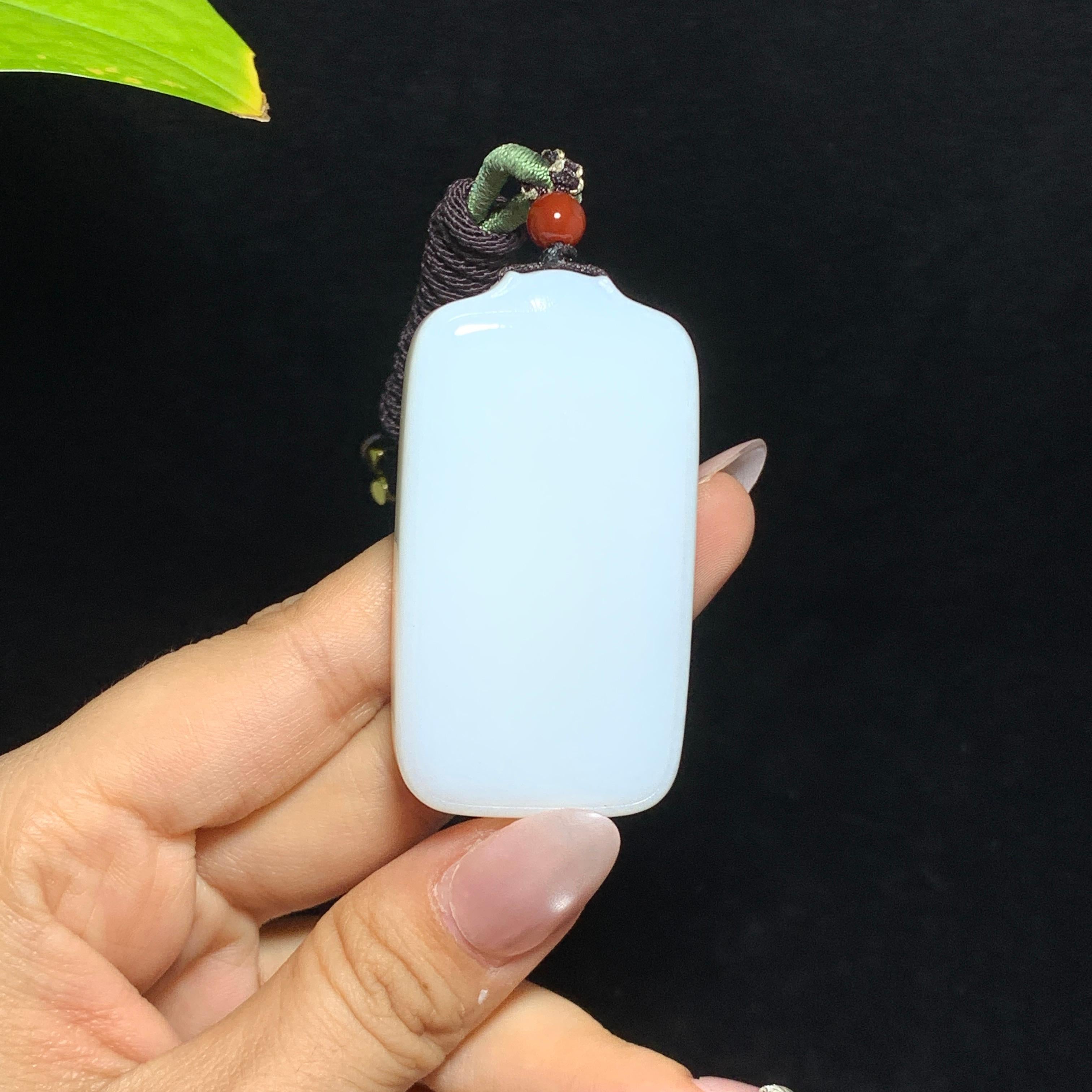 和田山料羊脂白玉无事牌挂件（58.4g）