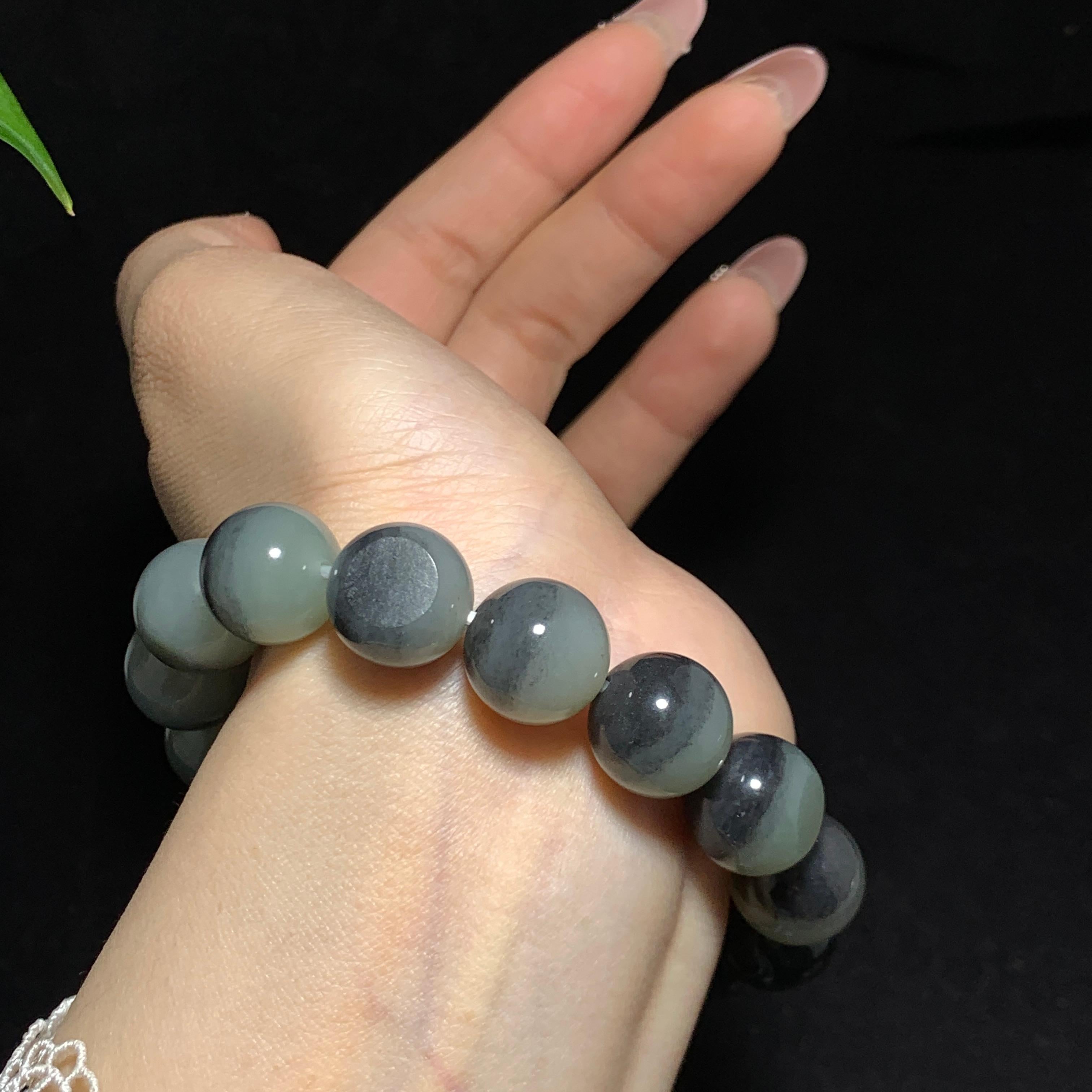 和田籽料青花聚宝盆手串（64.5g）