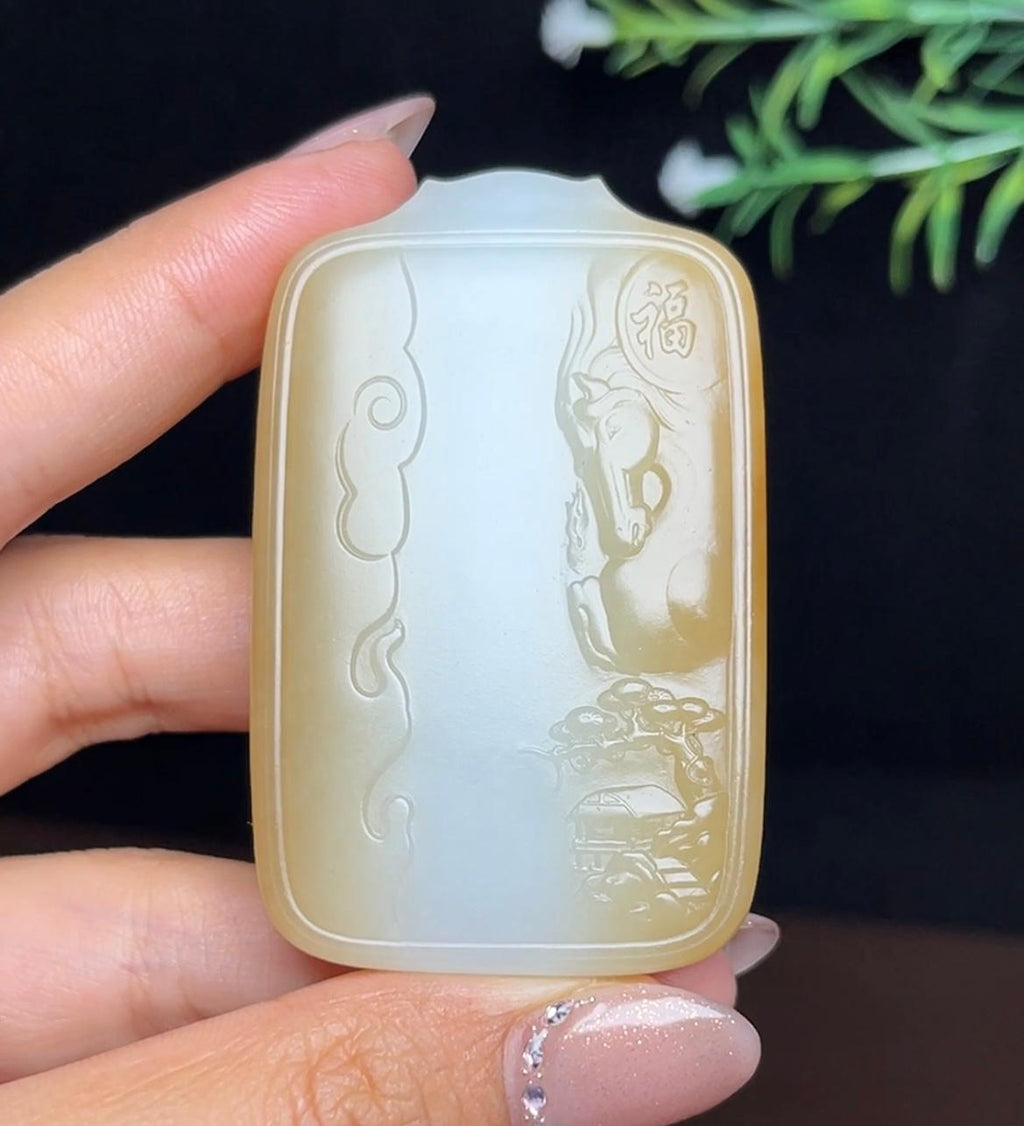 和田玉糖白料大势至菩萨（78.2g）