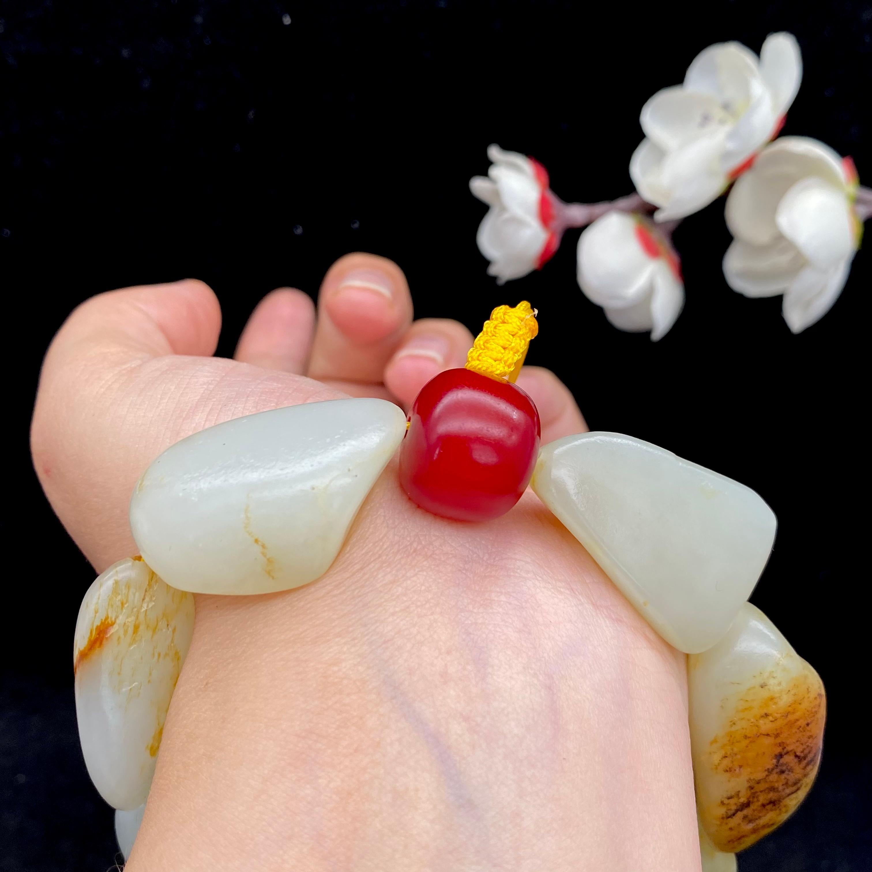 和田玉洒金皮籽料【精品手串】（98g）
