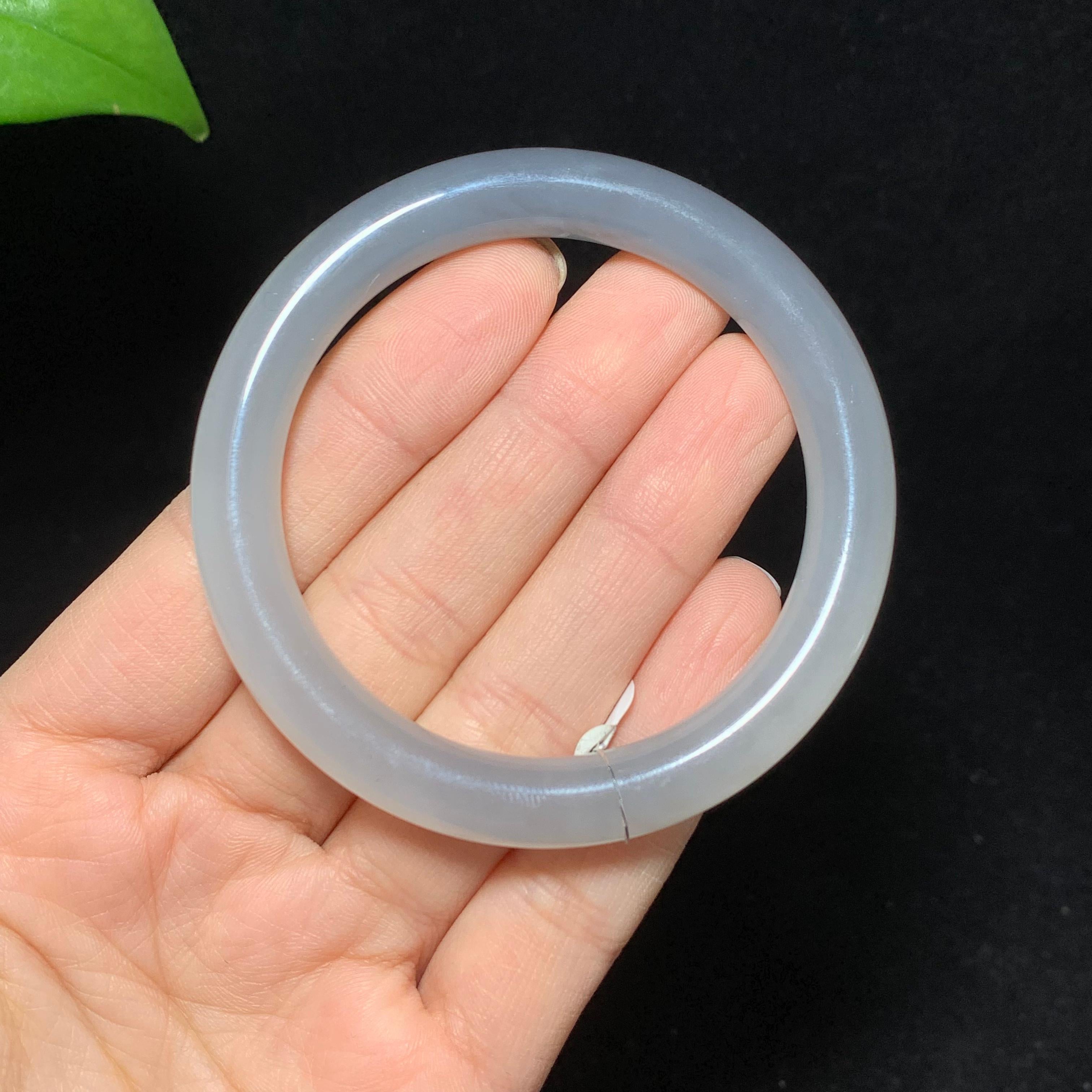 精品和田玉高冰底紫罗兰手镯（34.6g）
