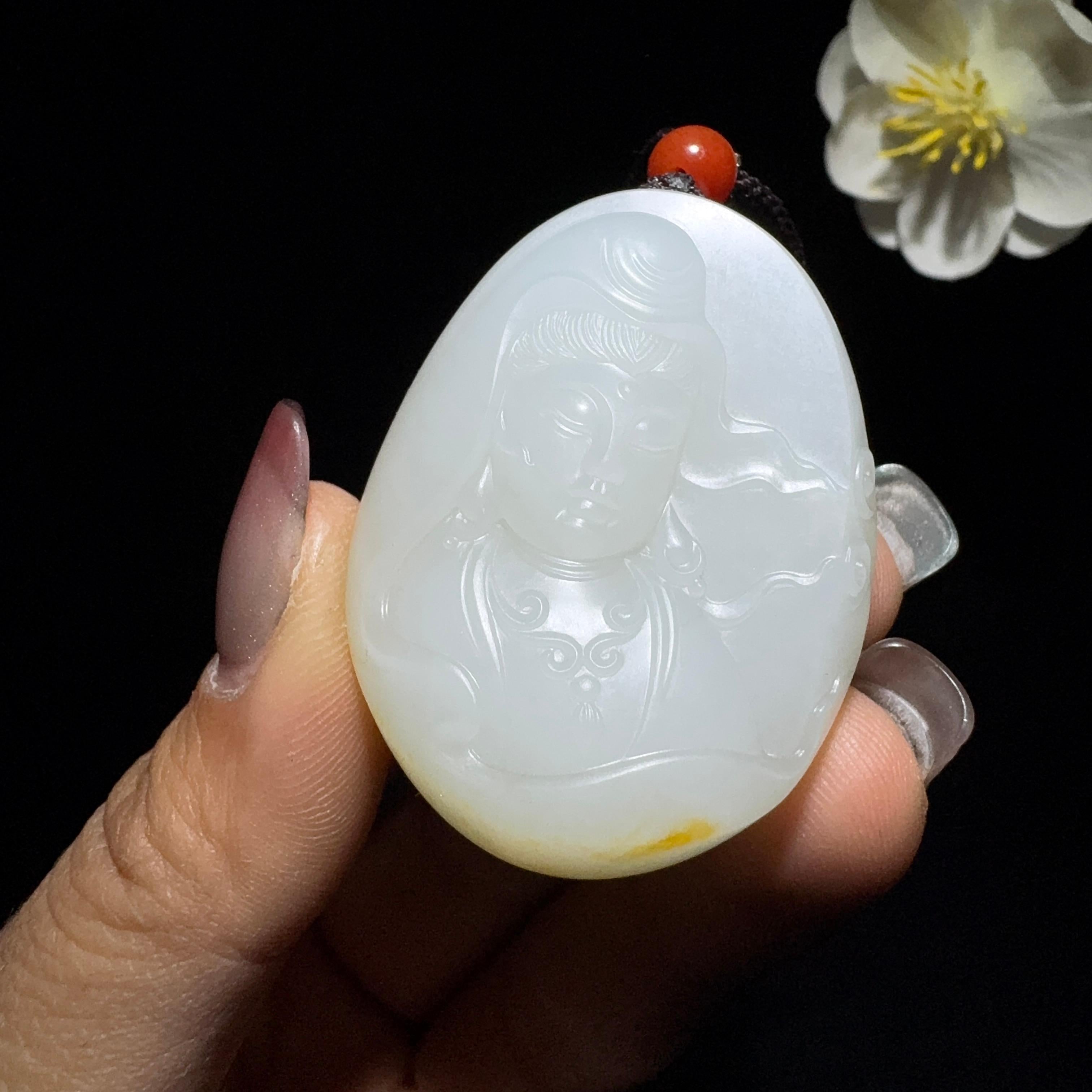 和田玉籽料观音挂件（43.2g）