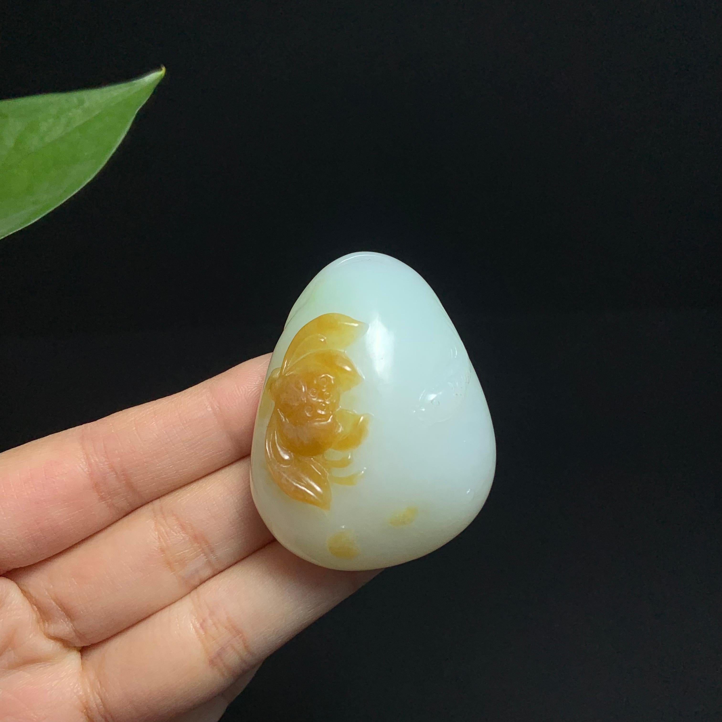 收藏级新疆且末糖白玉花开富贵挂件（57.2g）