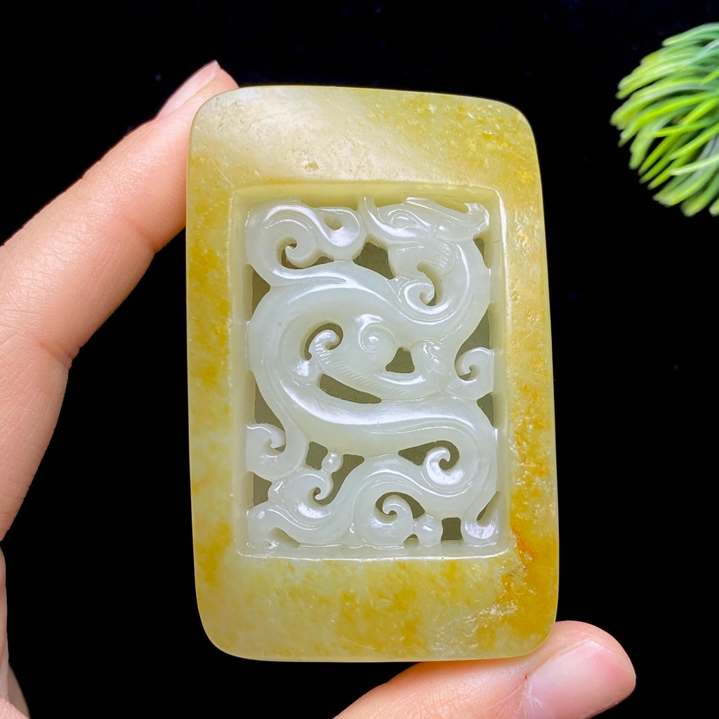 和田玉籽料龙凤呈祥皮带扣（89.0g）