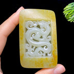 和田玉籽料龙凤呈祥皮带扣（89.0g）