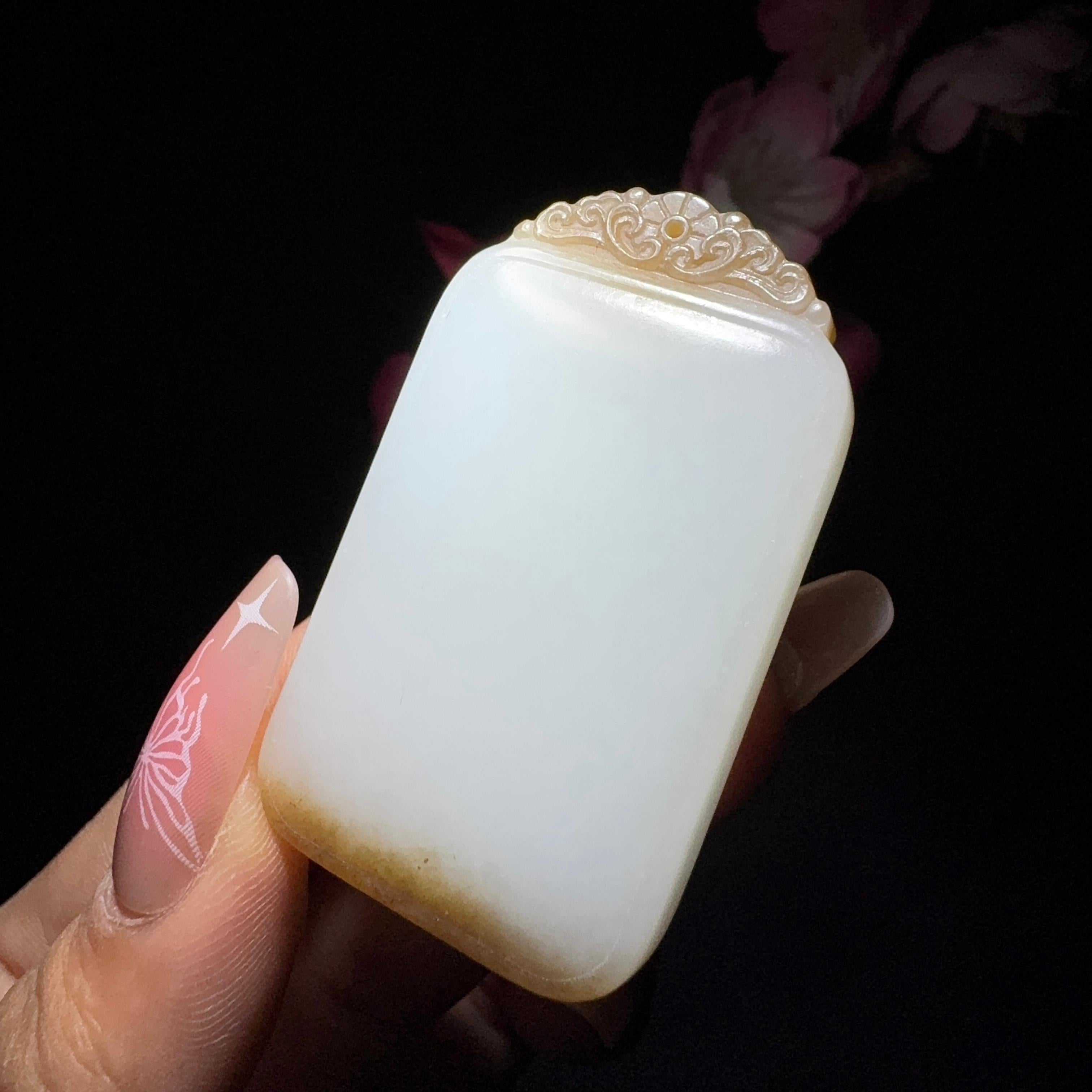 和田玉糖白平安牌（33.4g）