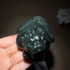 和田玉沙枣青手把件龙龟（286.8g）