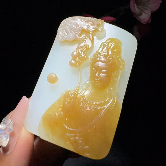 和田玉糖白玉观音挂件（80.9g）