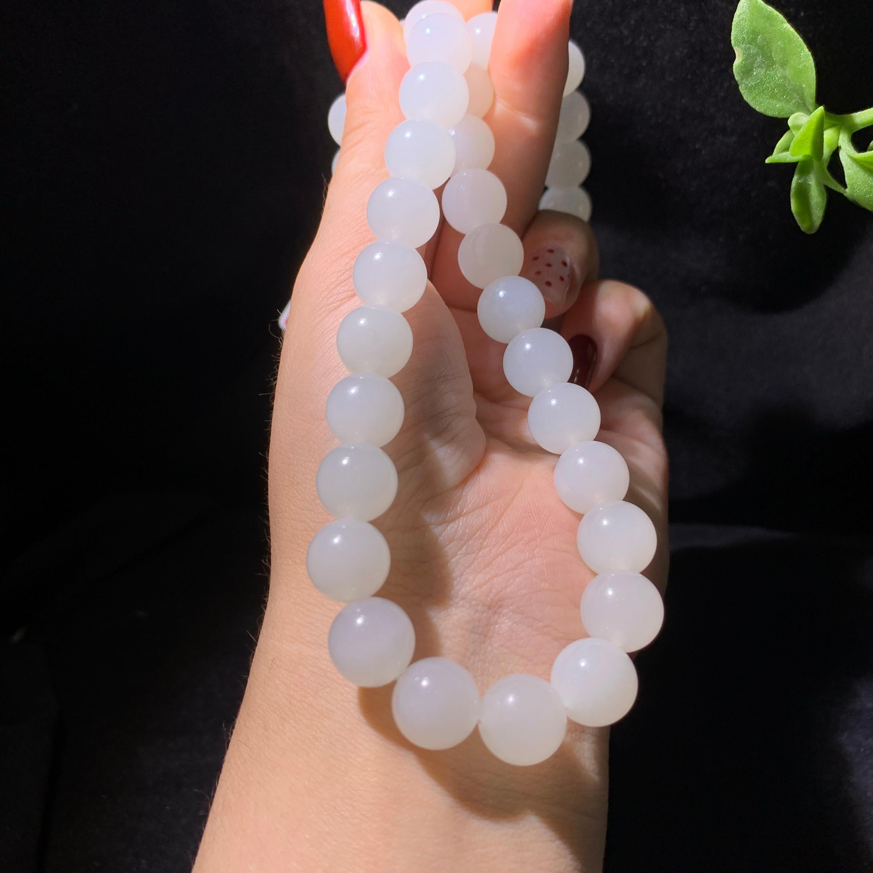 精品和田山料高冰白玉项链（101.3g）