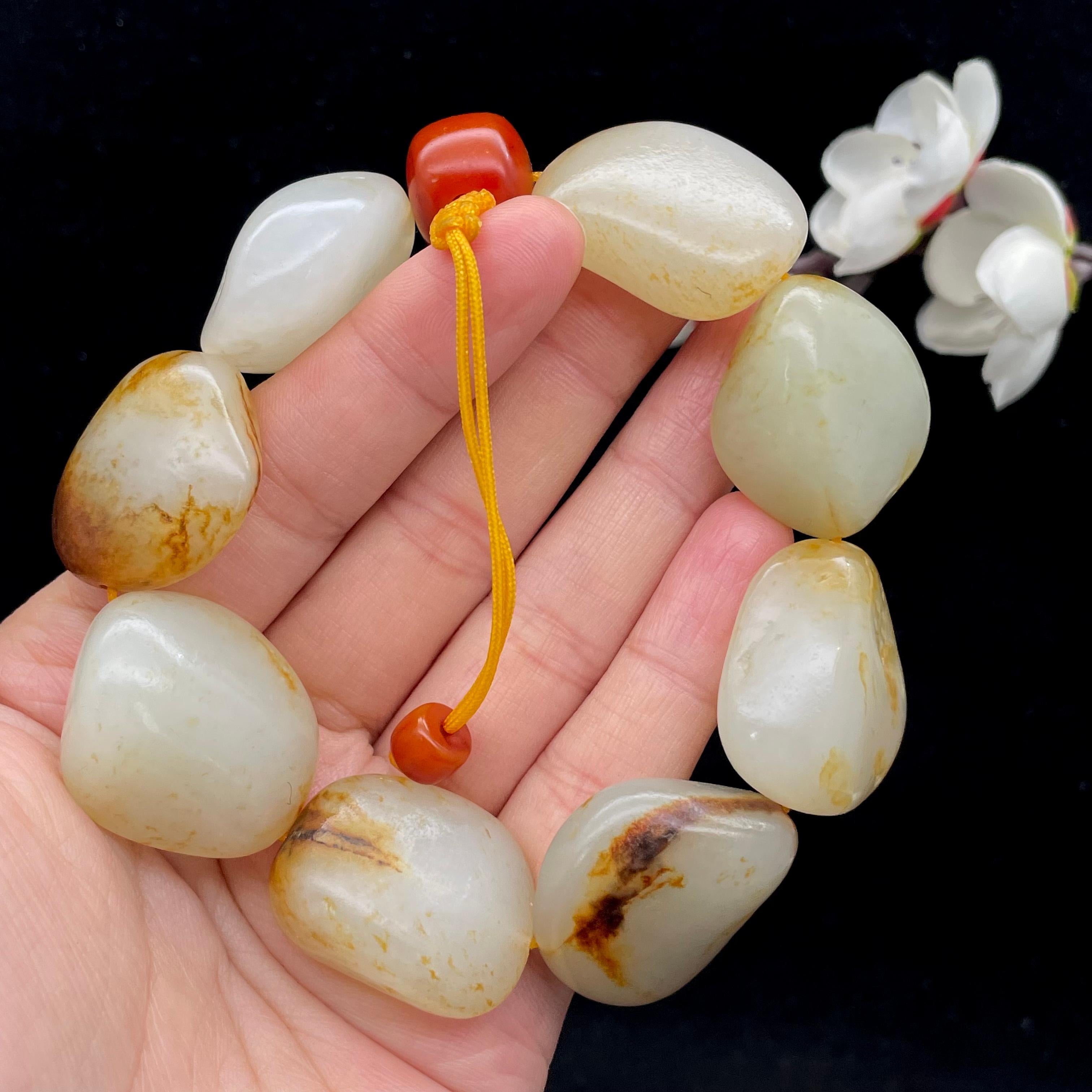 和田玉洒金皮籽料【精品手串】（107g）