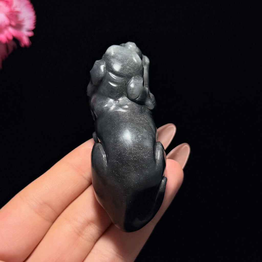 和田玉山料青花旺财手把件（87.4g）