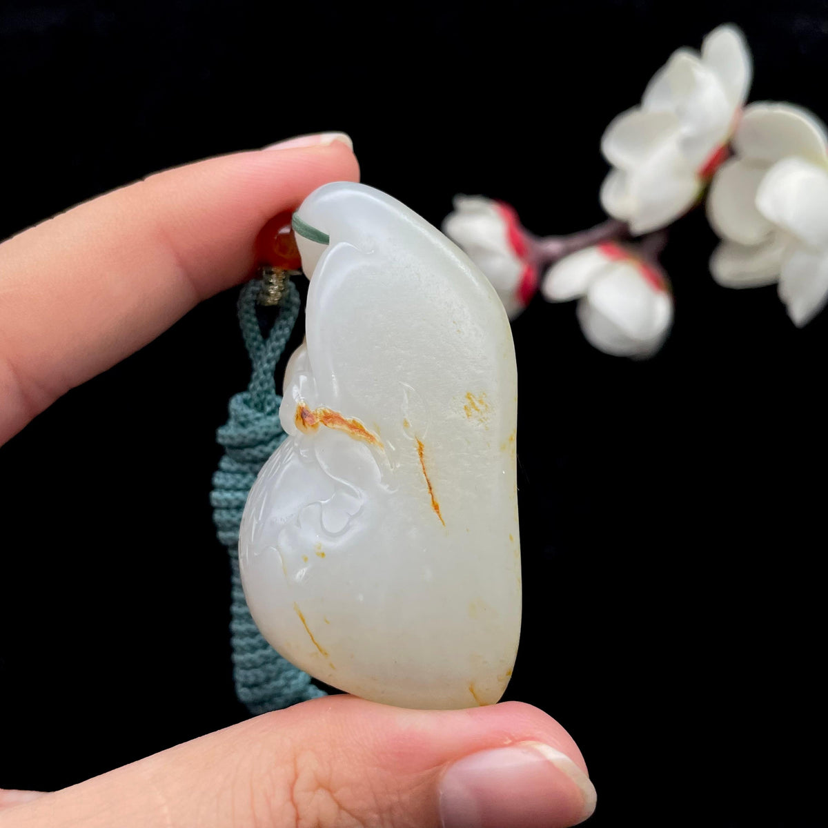 和田玉洒金皮籽料【鹅如意】挂件（40.9g）