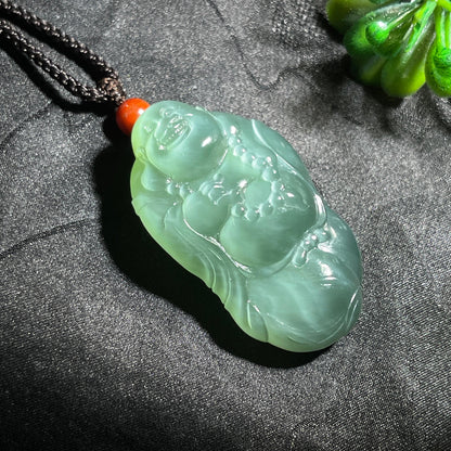 和田玉碧玉粉青猫眼佛公（15.3g）