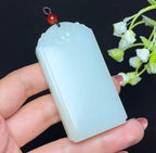 和田玉糖白羊脂玉莲花无相佛牌头平安无事牌（77.4g）