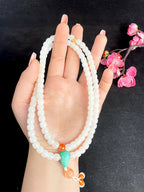 和田玉羊脂白玉老型珠108粒项链（64.9g）