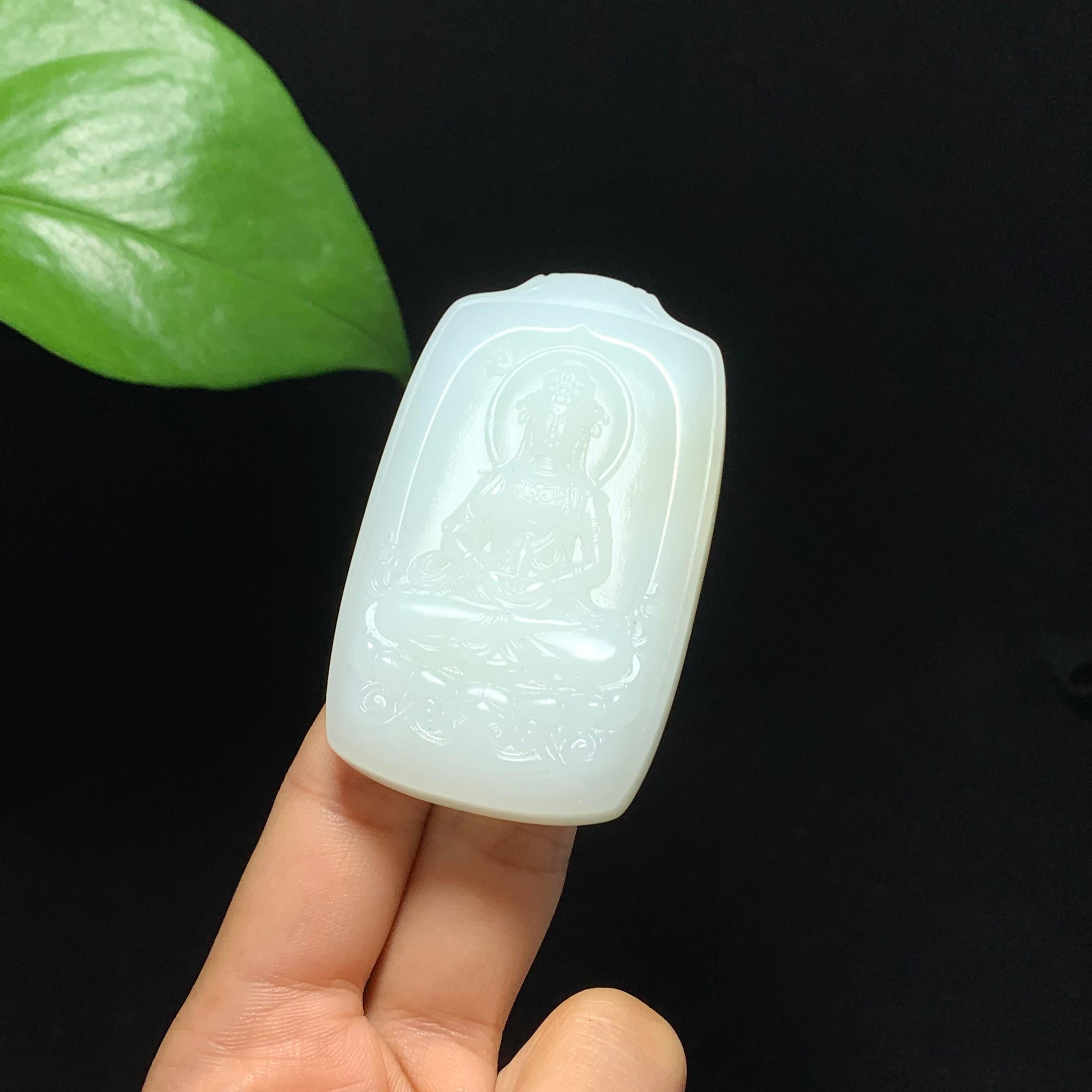 高品质和田山料羊脂白玉观音挂件（64.2g）