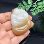 和田玉糖羊脂白玉代代有福笑佛挂件（70.441g）