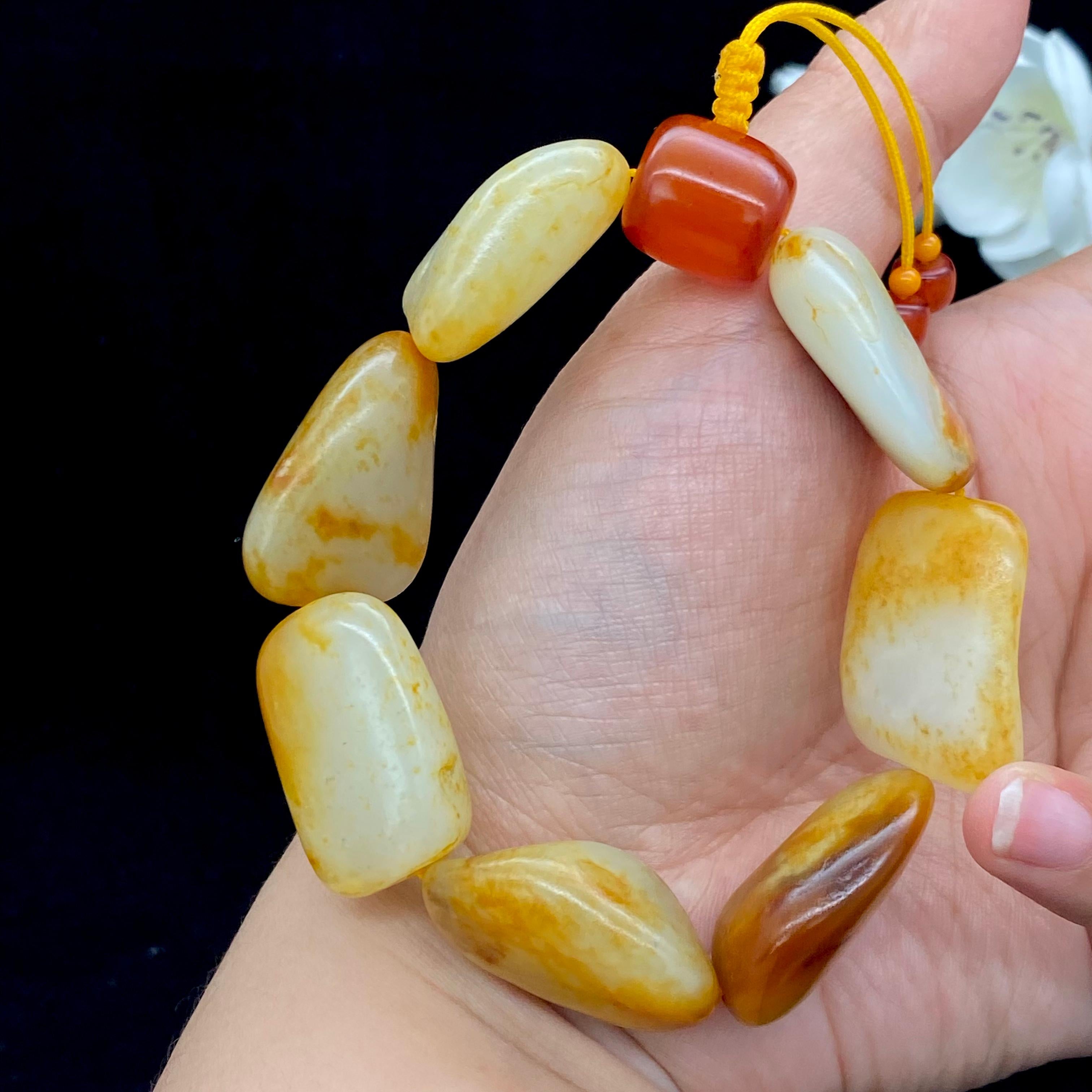 和田玉洒金皮籽料【精品手串】（81.1g）