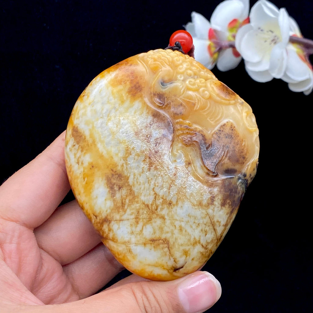 和田玉黄沁皮荔枝肉籽料【手把件】（290.6g）