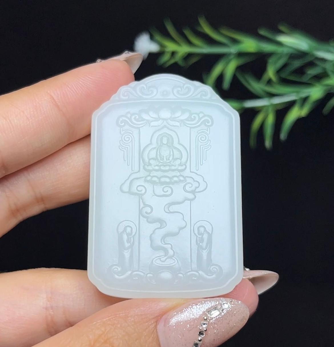 和田玉羊脂白玉持莲观音（38.9g）