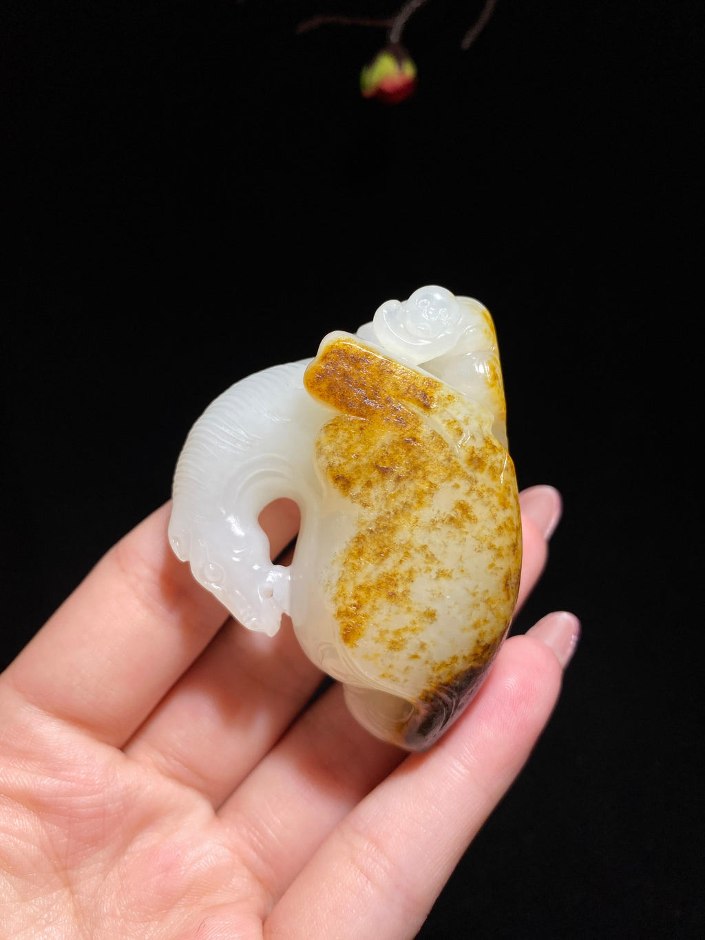 和田籽料白玉马上有福挂件（76.9g）