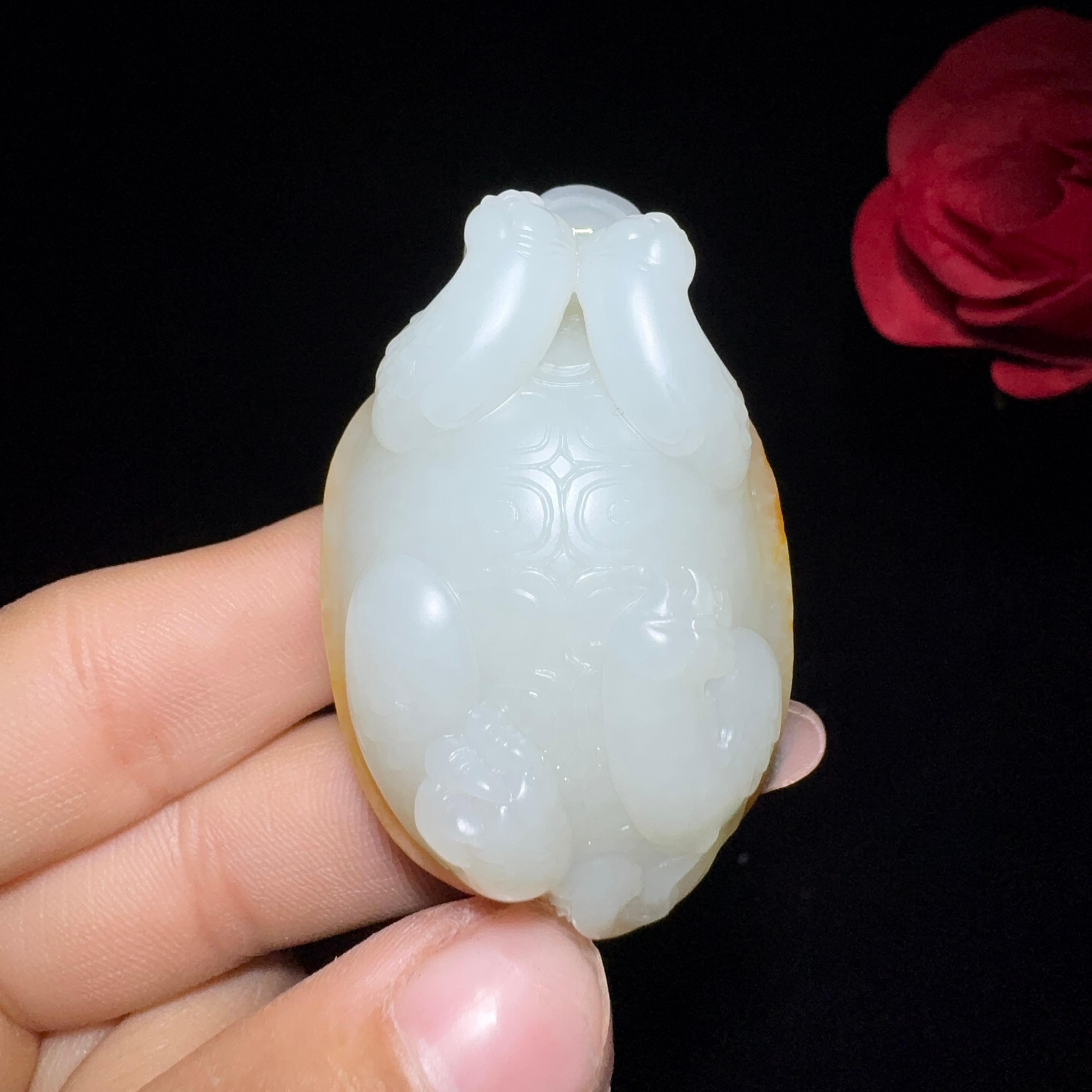和田玉籽料龙龟挂件（62.5g）