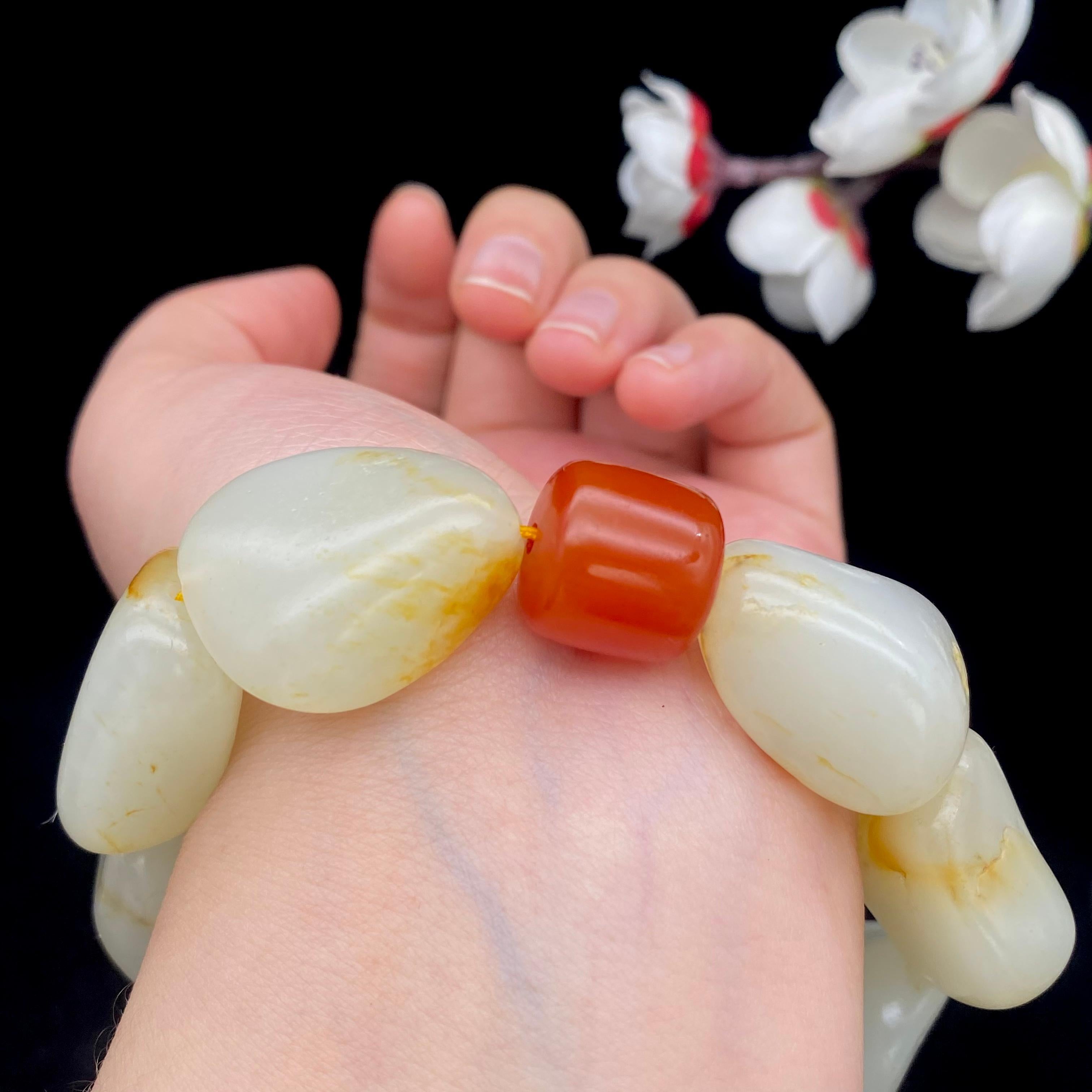和田玉洒金皮籽料【精品手串】（103.8g）