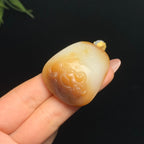 高品质和田玉糖白玉弥勒佛挂件（32.5g）