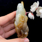 和田玉糖白【财福双收】手把件（177g）