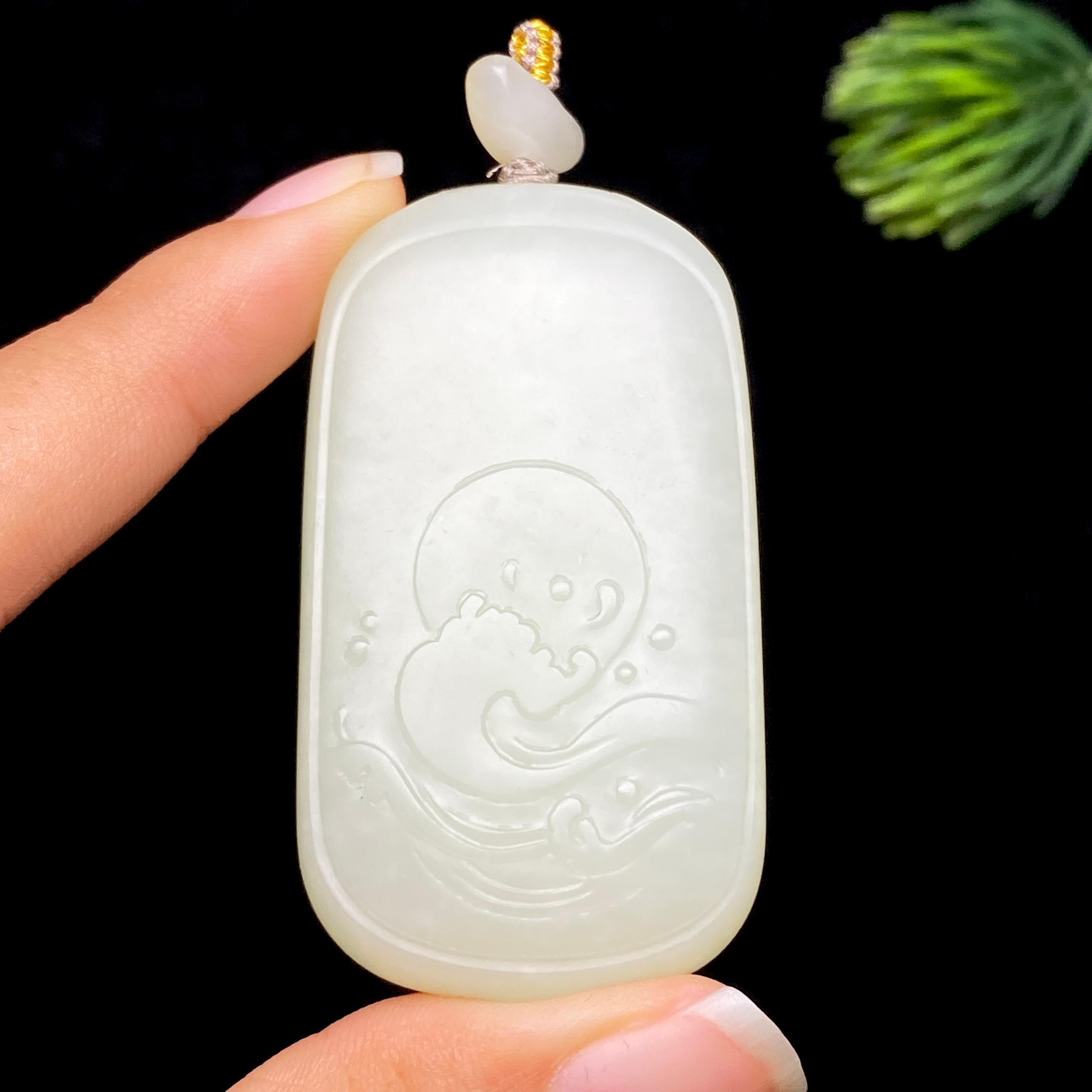 和田玉籽料白玉无事牌（54.0g）
