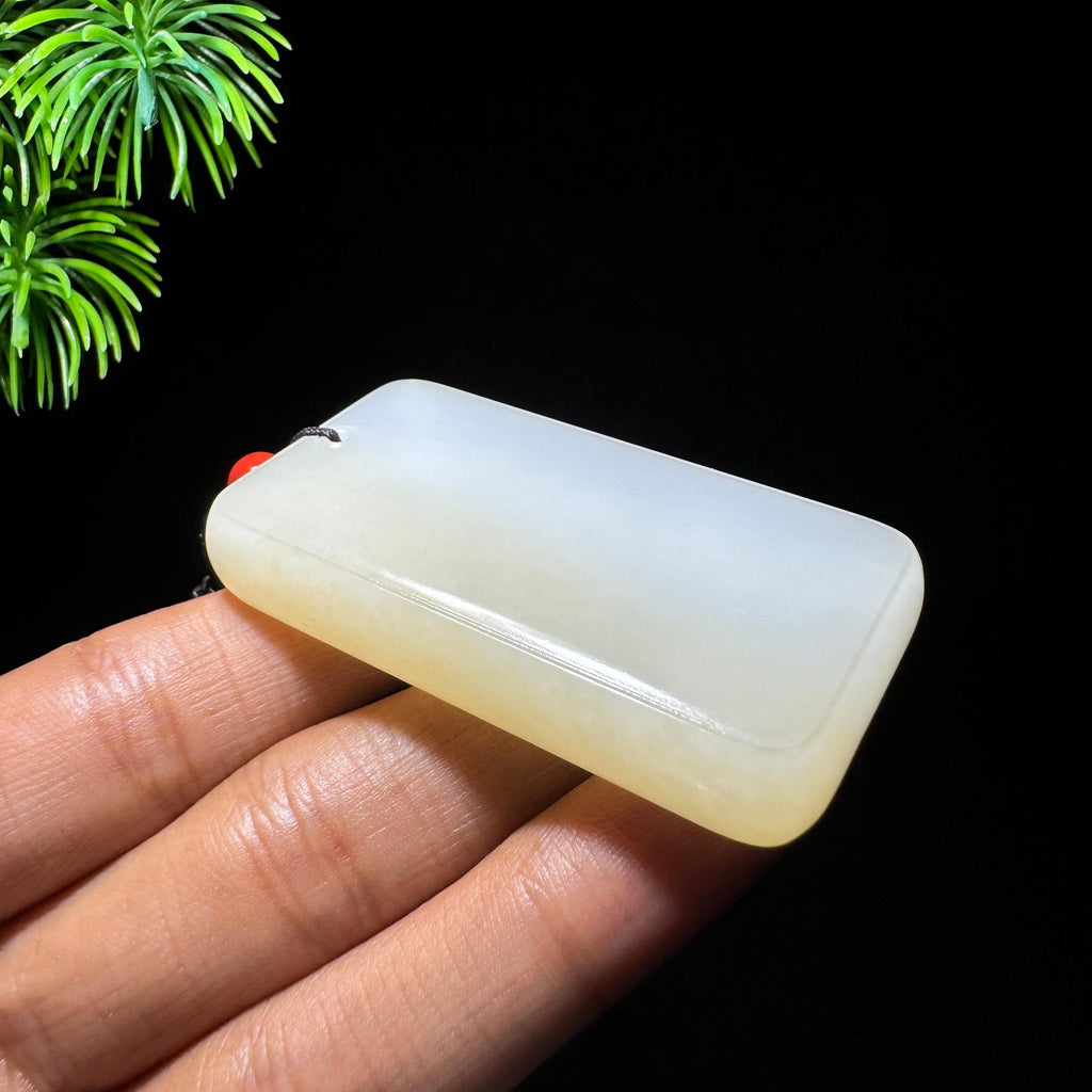 和田玉山料糖白玉无事牌（47.6g）