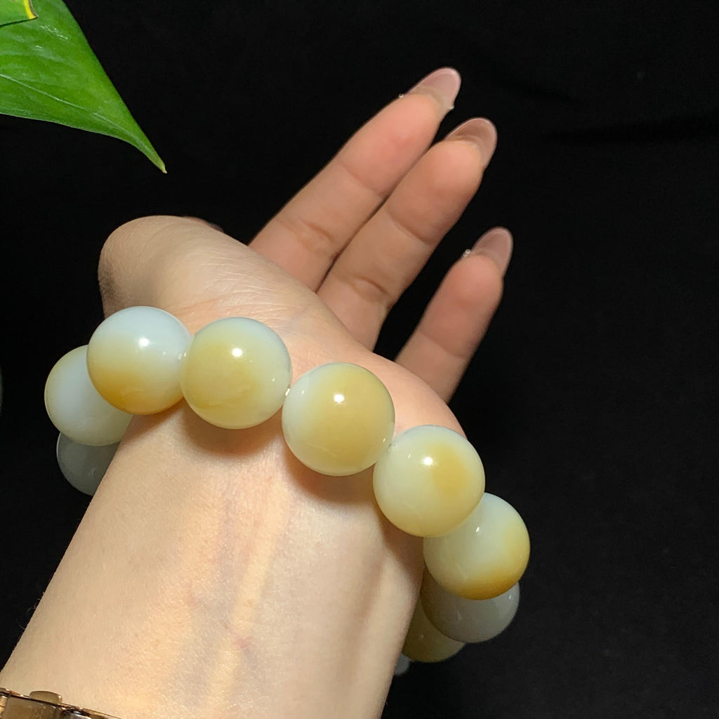 和田山料糖白玉聚宝盆手串（115.0g）