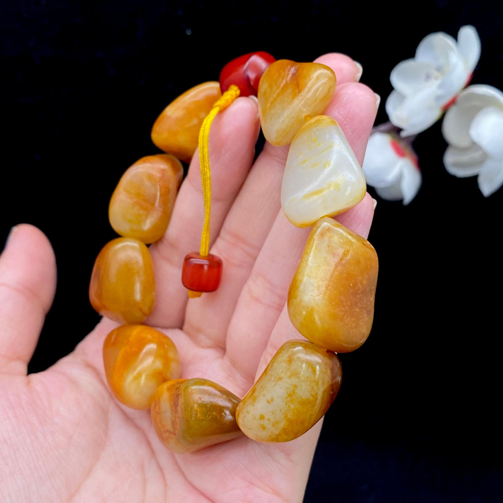 和田玉黄沁皮籽料【精品手串】（70g）