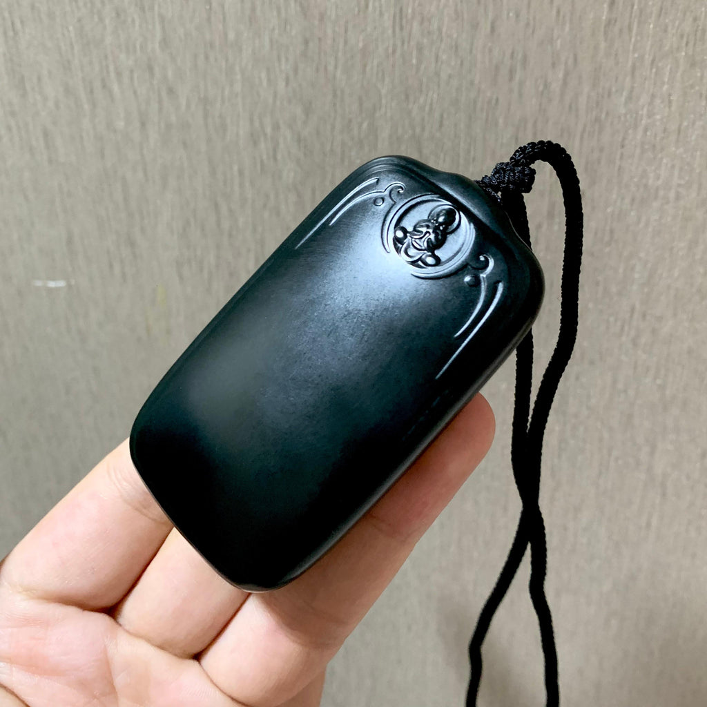和田玉塔青一细悟道无事牌（81.5g）