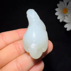 秒杀和田玉籽料羊脂白玉手把件马上有福（64.0g）