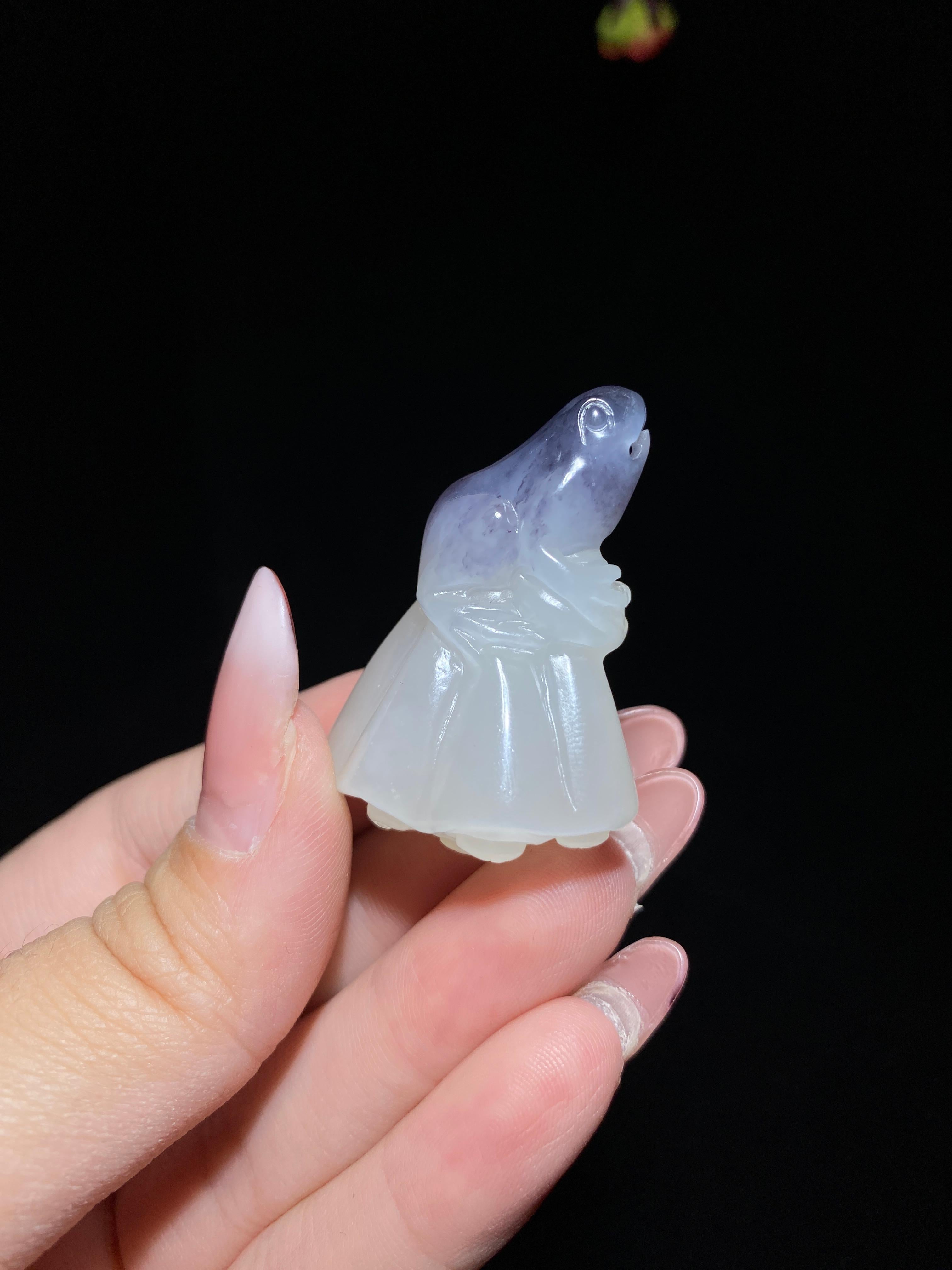 和田玉青花呱呱来财（18.1g）
