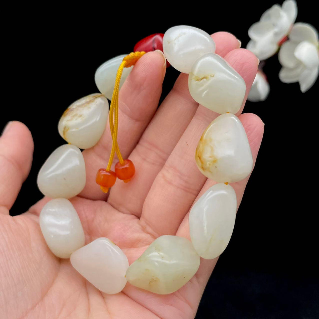 和田玉洒金皮籽料【精品手串】（68.3g）