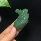 收藏级和田碧玉沙枣青牛气冲天手把件（64.0g）