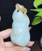 新疆和田玉且末糖白羊脂玉佛公手把件（162.7g）