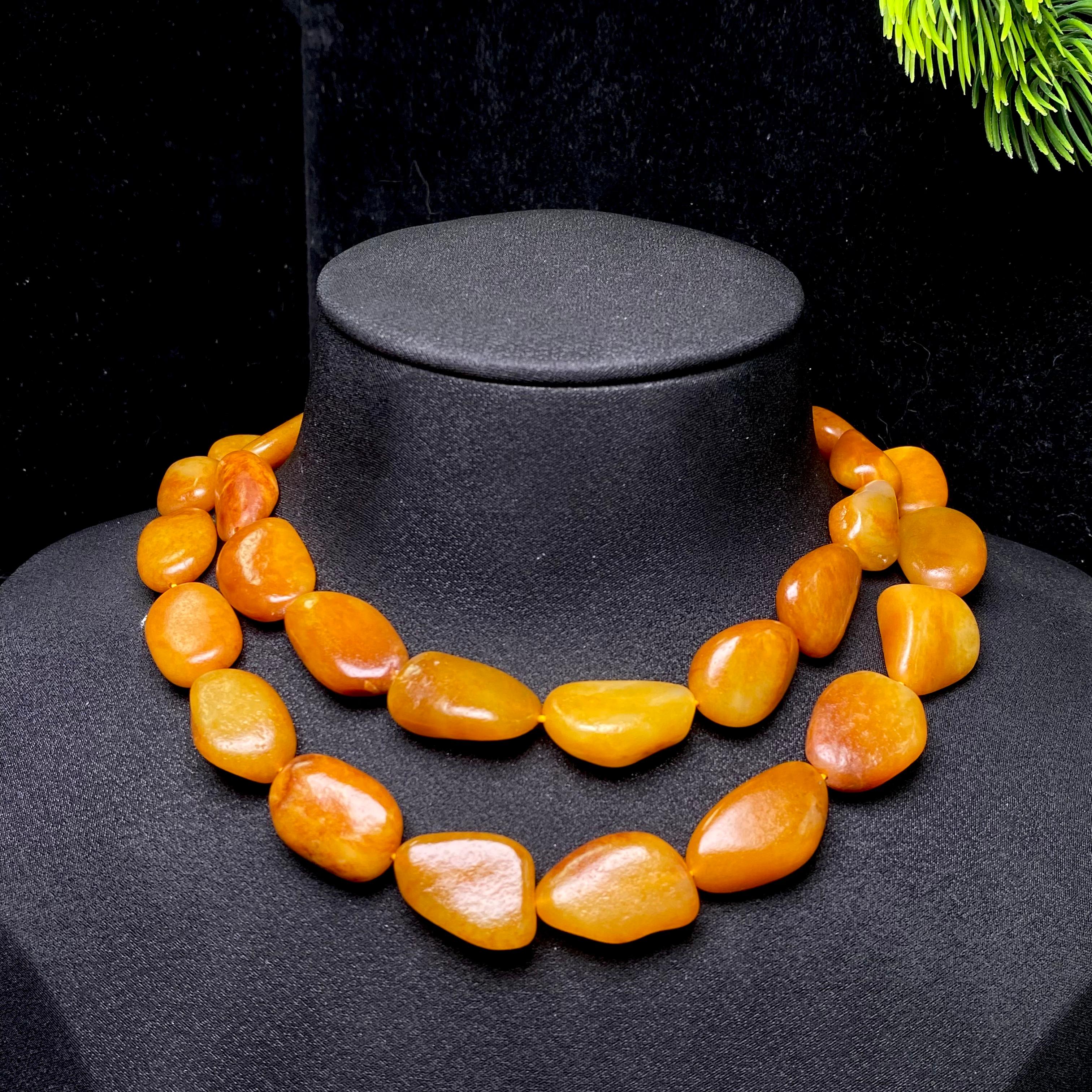 和田玉黄沁皮籽料项链（117.5g）