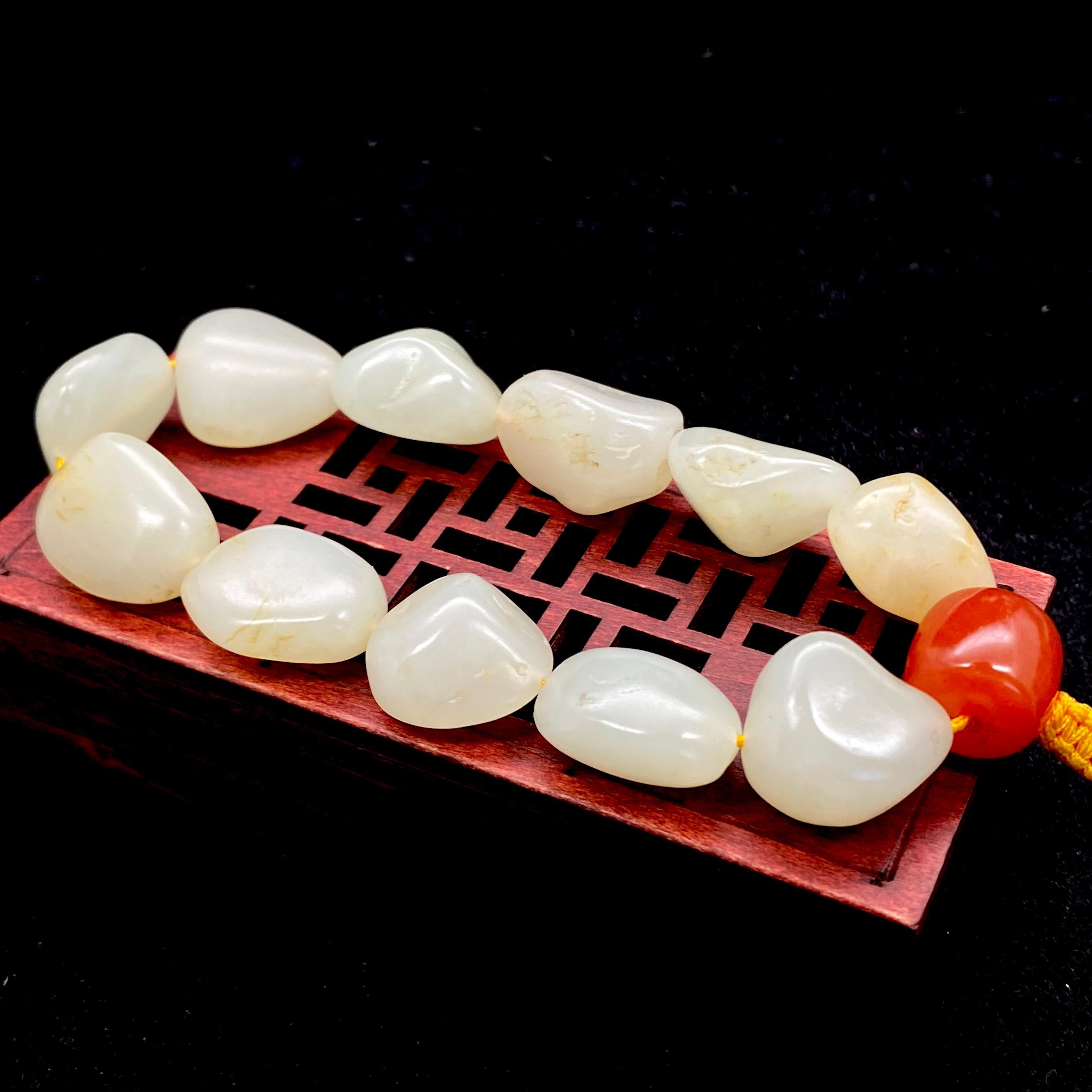 和田玉洒金皮【精品手串】（49.3g）