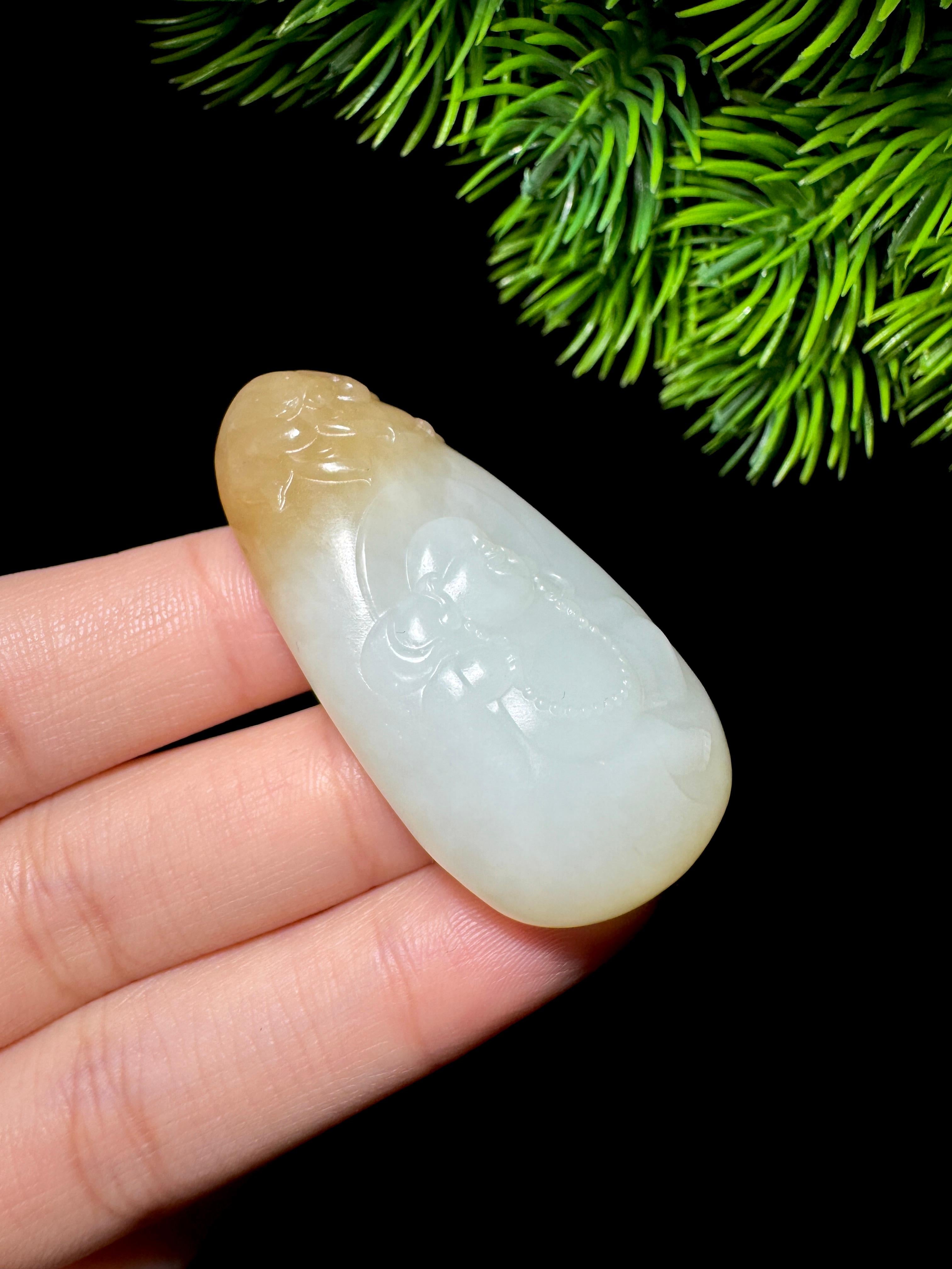 和田玉山料糖白玉佛公挂件（30.9g）