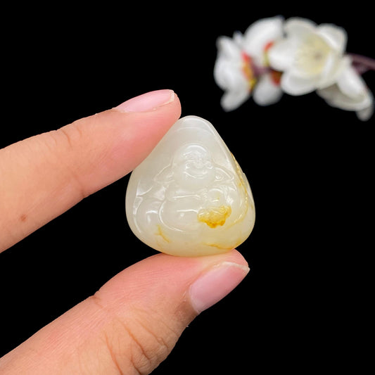 和田玉籽料佛公【福在眼前】（17.4g）