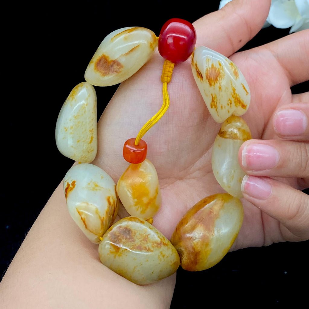 和田玉洒金皮【精品男士手串】（148.4g）